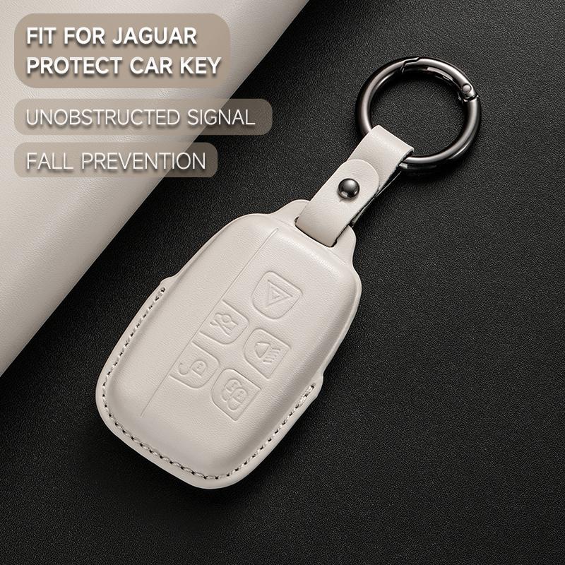Leather Car Key Cover Case Protection Shell Keychain For Jaguar XE XJ XJL XF A9 C-X16 V12 Guitar F-type E-Pace