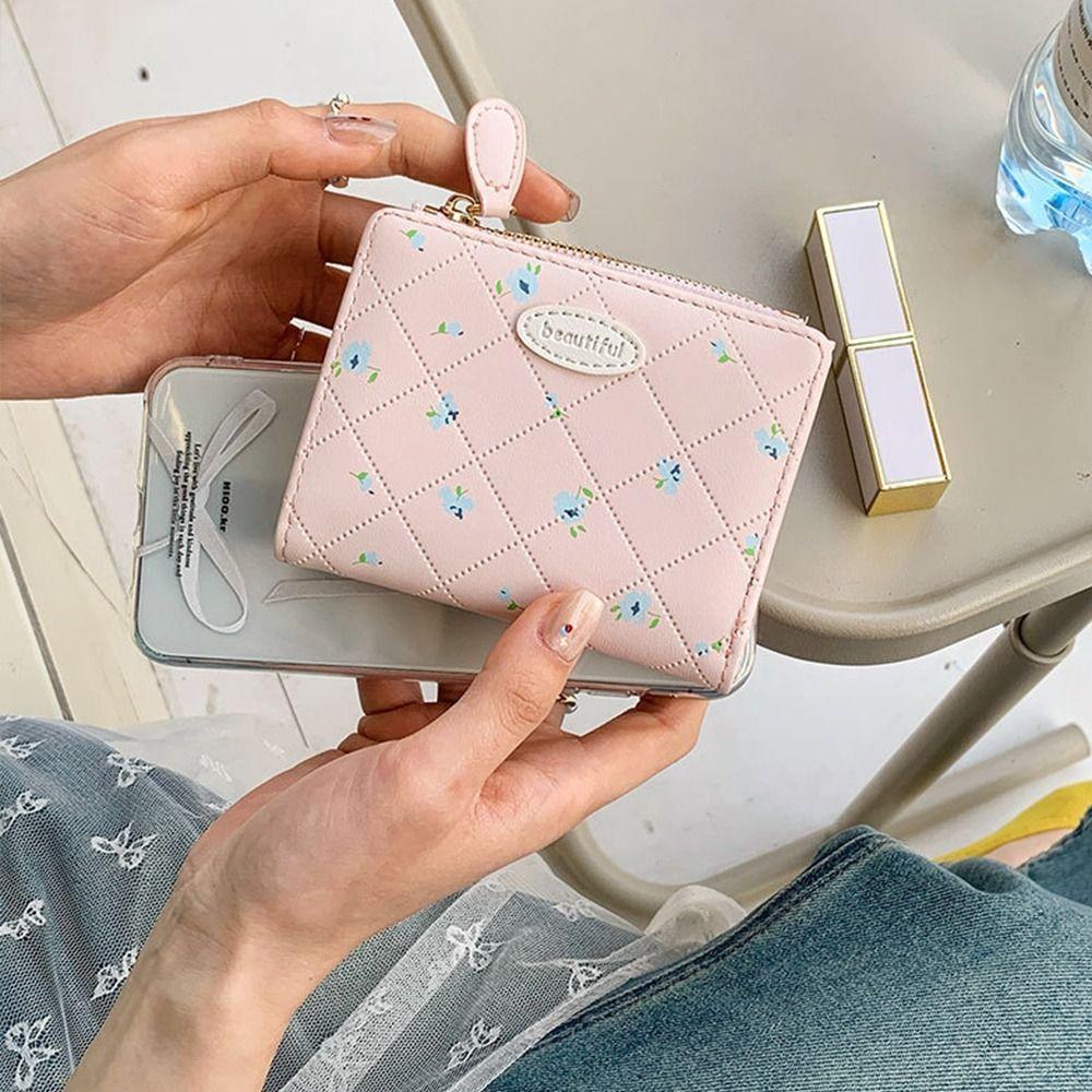 Flower Student Wallet Short Coin Purse Lovely Women's Wallet  Card Bag