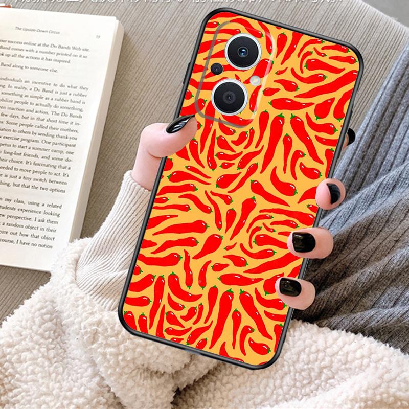 Red Chilli Pepper Pattern Case For OPPO Reno 13 13F 12 11 F 8T 7 8 10 Pro OPPO Find X8 Pro X6 X3 X5 Lite Cover Fundas