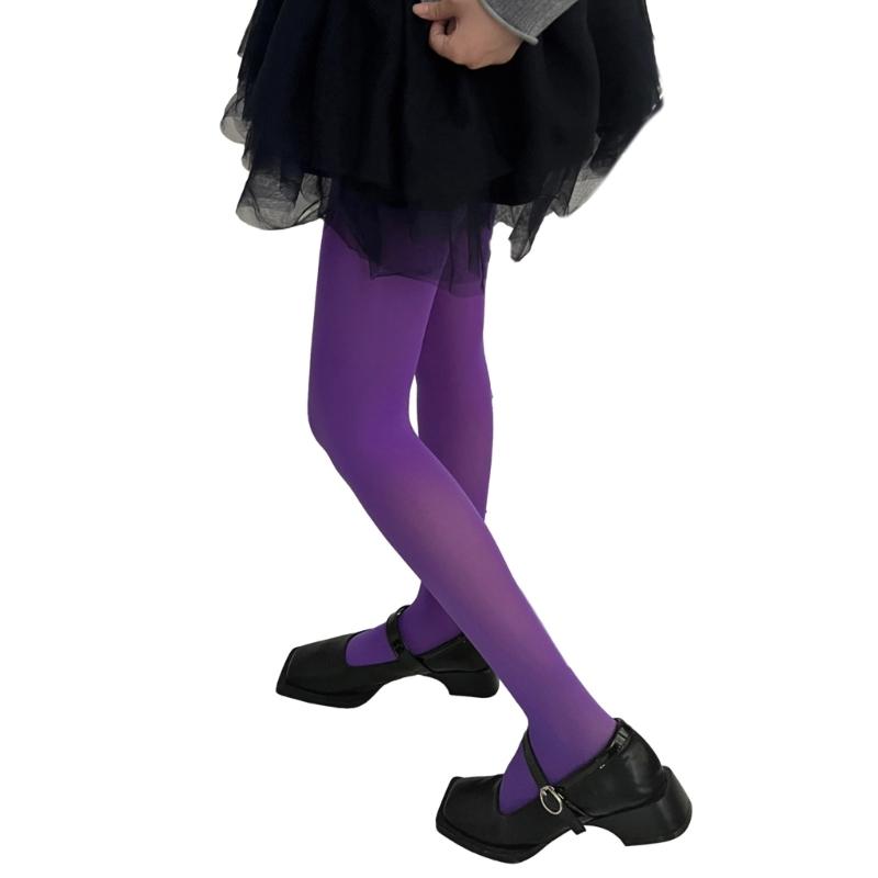 Run Resistant Solid Colored Semi Opaque Footed Tights High Waist Pantyhose Control Top Tights Halloween Cosplay Costume