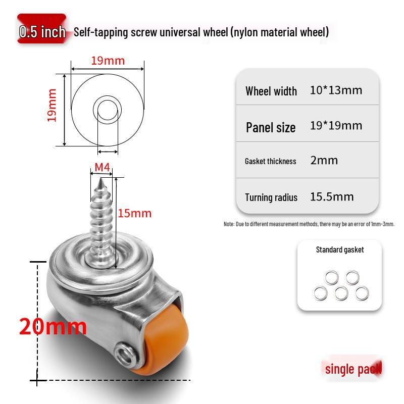 Silent 1-inch Swivel Caster for Tatami Drawer Cabinet with Rubber Wheel