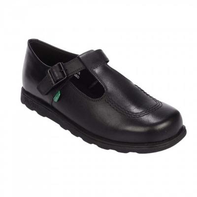 Kickers Girls Leather T Buckle School Shoes