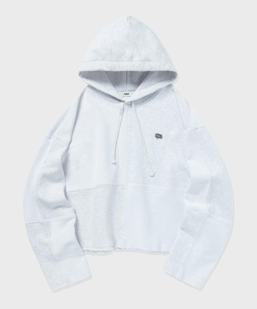 Pallet Patchwork Crop Hoodie Light Grey Light Gray/L