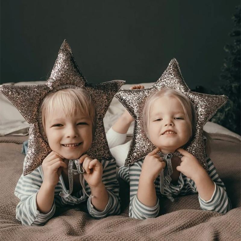 Stjärnhuvudstycke Klämma Krona Glitterig Stjärnhatt Hårstyling för Halloween Hårband Hatt Prinsessa Foto Rekvisita