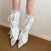 Women Harajuku Leg Warmer with Adjustable Drawstring Punk Flared Long Socks Grunge Baggy Loose Foot Cover Streetwear