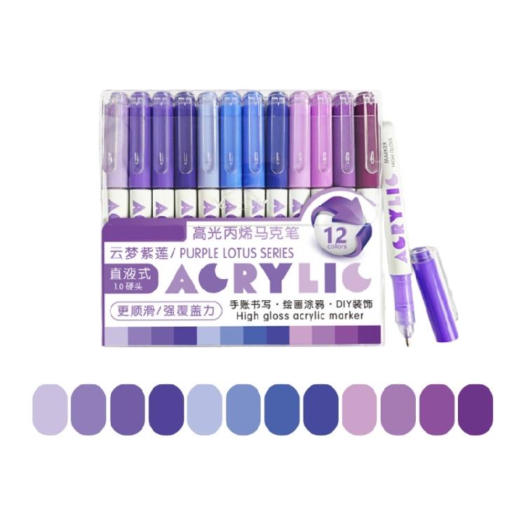 12Pack Glowing in the Dark Acrylic Paint Markers Pen Non Skip Ink Flow for Crafts and Decorations