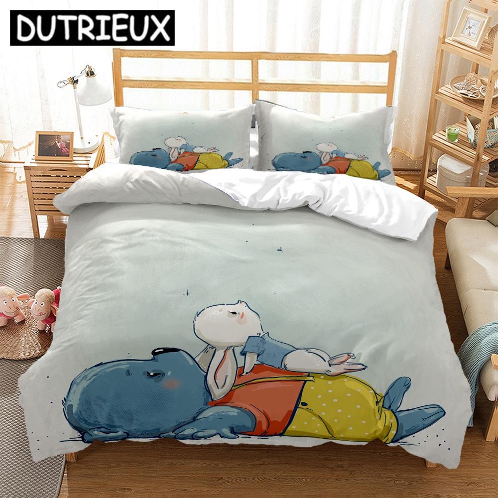 Comforter Bedding Set With Rabbit Design - King Size For Teens Double & Children'S Beds - S & Comforter Included