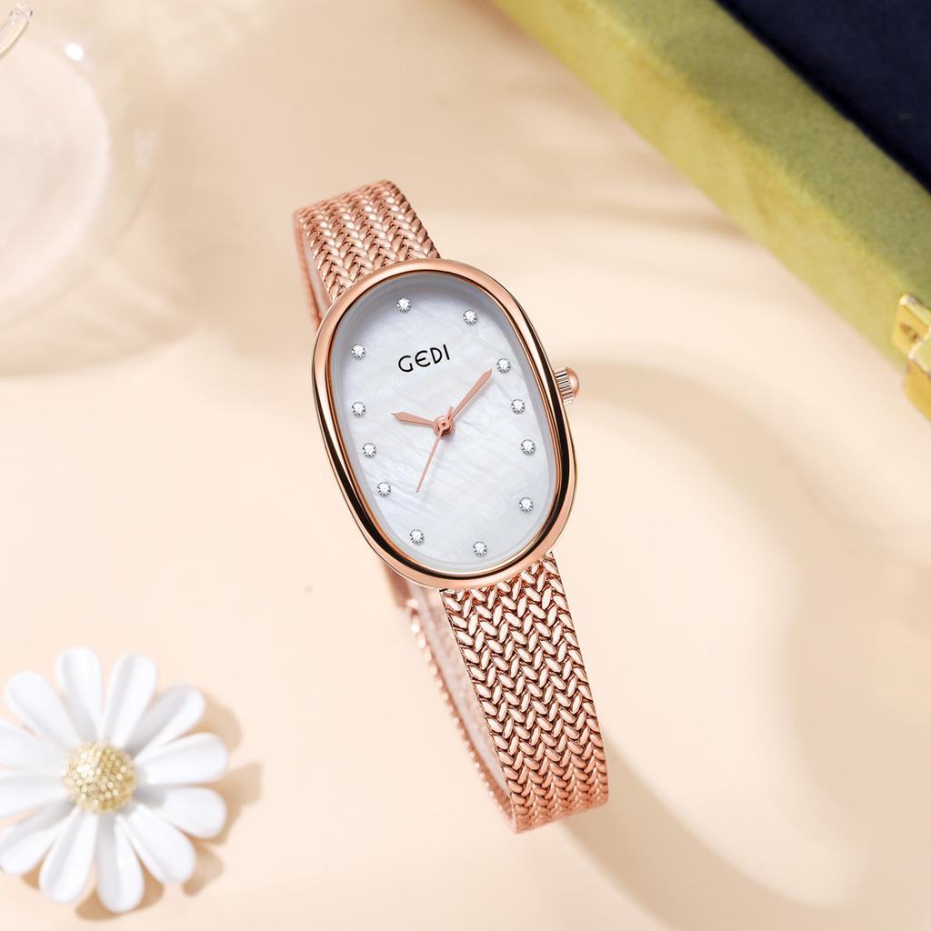Light Luxury Fritillary Oval Watch Women'S Niche High-End Alloy Waterproof Women'S Watch