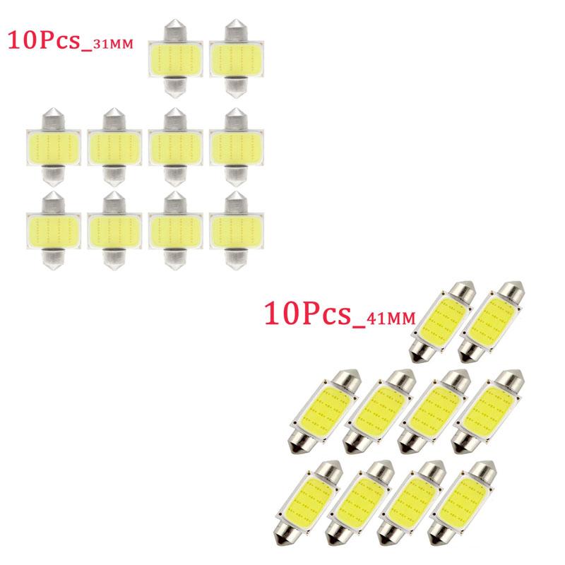 10-40Pcs White COB C5W LED Bulbs 12V 24V Car Auto Festoon Dome Interior LED Lights Lamp Roof Reading Bulb 31mm 36mm 39mm 41mm Bulbs 7