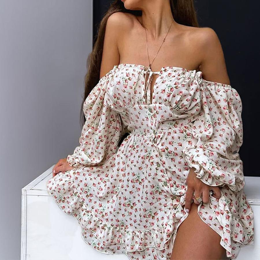 

Spring New Arrivals Women s Fashion Sexy Printed Ruched Long Sleeve Dress 3XL білий