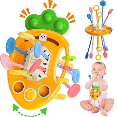 Giocattoli Montessori da Tirare con Cordoncino Simpatico Coniglio Ravanello Bambini Giocattoli Sensoriali Massaggiagengive Sviluppo Motricità Fine Regali per Bambini