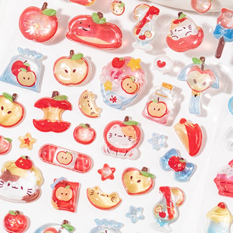 Sweet Candy Party Stickers 3D Embossed Decals for Notebook Phone Case Photo Album Dairy Guka Decoration