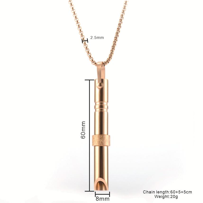 Meditation Whistle Titanium Steel Pendant Necklace, Adjustable Breathing Stress Relief Jewelry, Casual All-Season Accessory