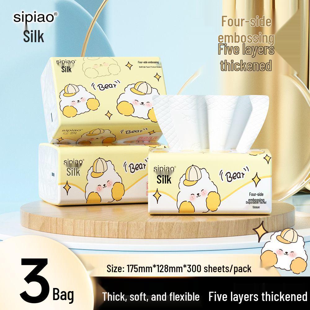 Silk Embossed Facial Tissues and Paper Towels - Household Pack. 300 sheets with four-sided embossing