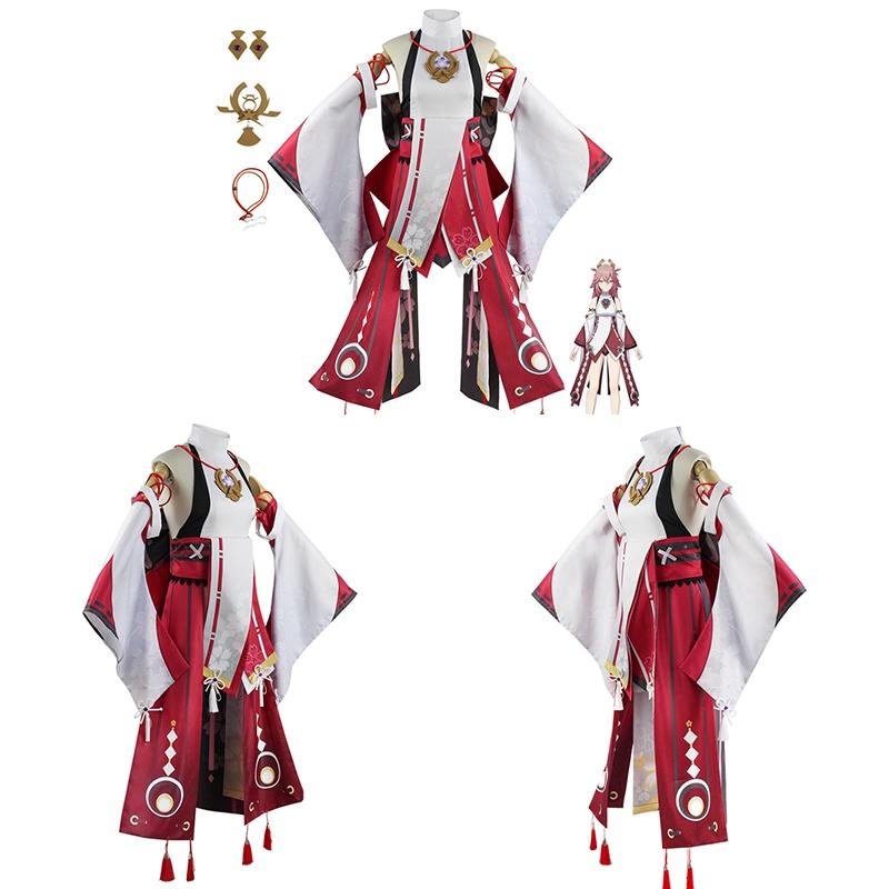 Yae Genshin Impact Miko Guuji Yae Cosplay Costume Uniform Outfits Halloween