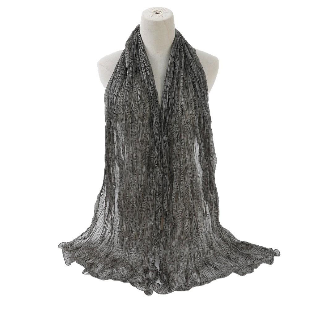 Ruffled Edge Silk Scarf Stripes Chiffon Hijab Veil High Qulaity Sunscreen Headscarf  Outdoor