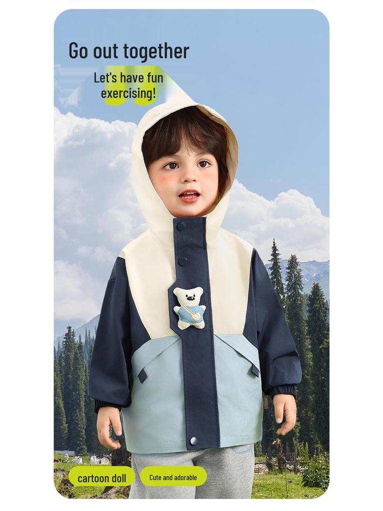 Kaka Panda Kids' Waterproof Spring Jacket: Outdoor Casual Top for Boys & Girls