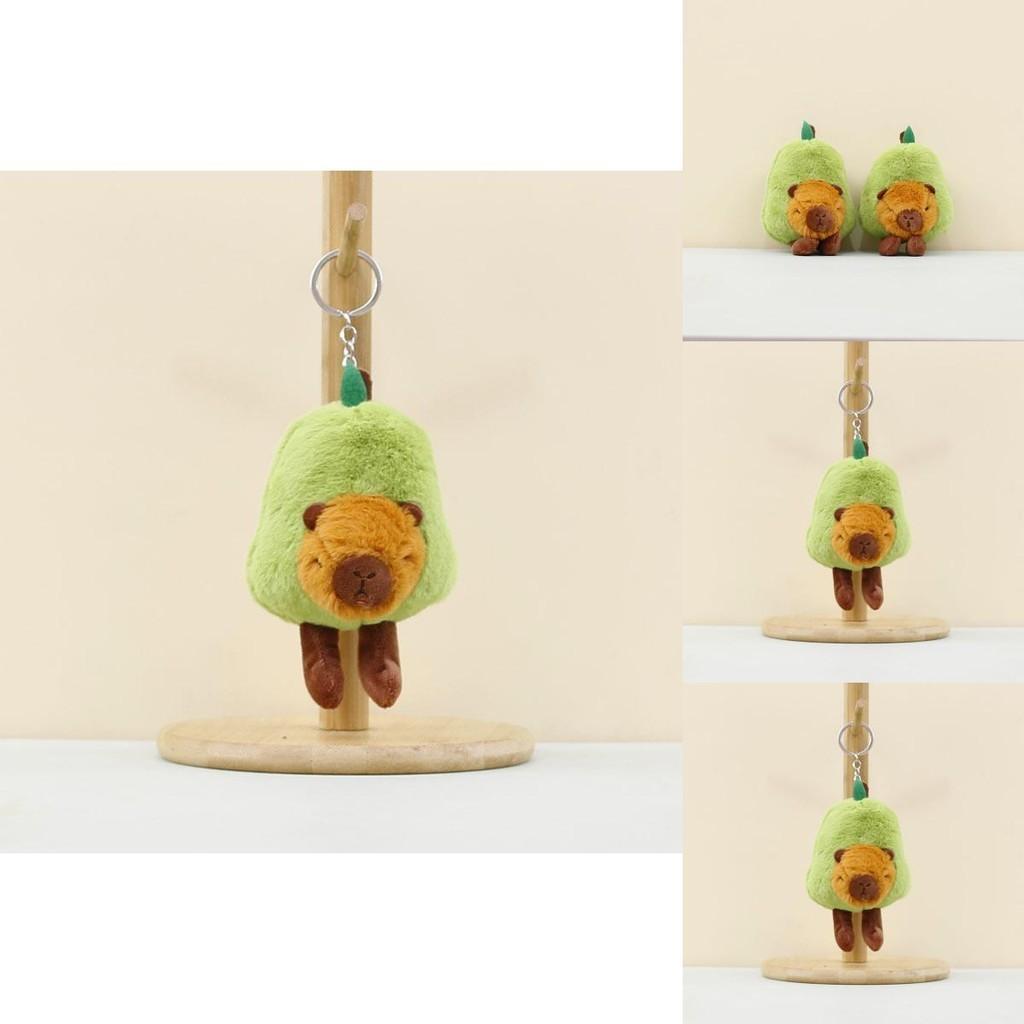 Cute Avocado Capybara Plush Toy Keychain Adorable Soft Stuffed Animal Doll Accessory