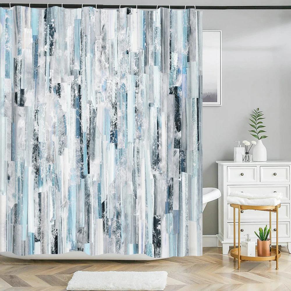 Modern Art Style Marble Geometric Patterns Shower Curtain Waterproof Home Decor Polyester Fabric Bathroom Curtains