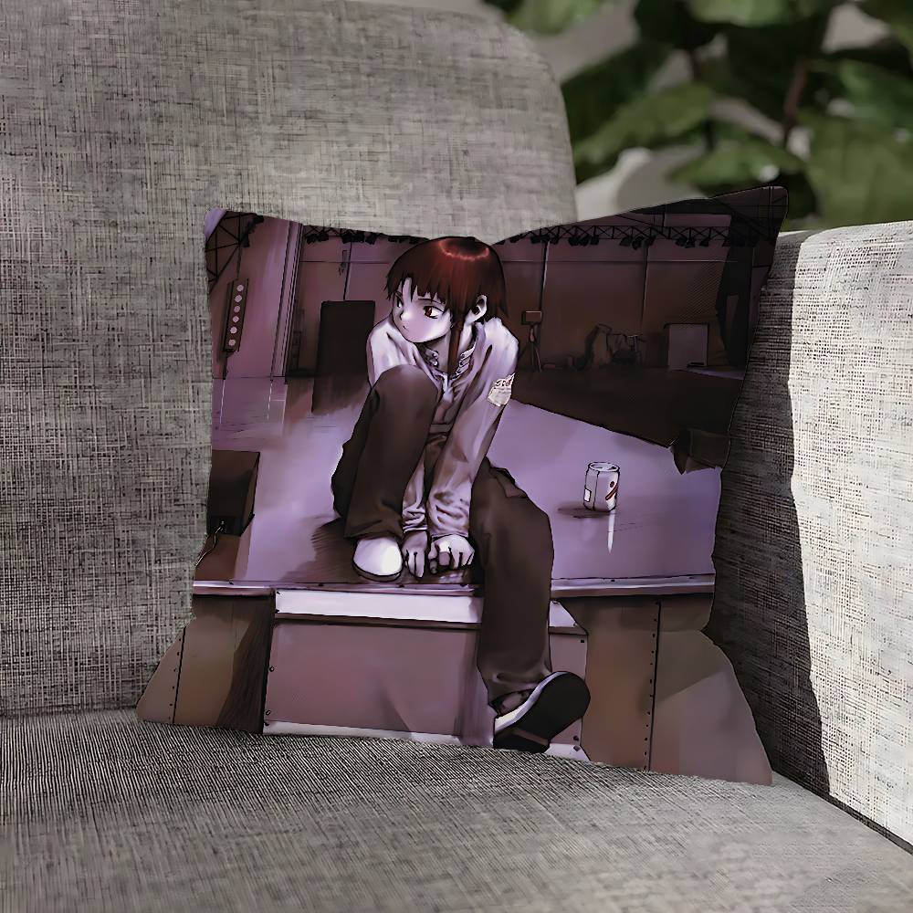 Lain Iwakura S-Serial Experiments Pillow Case For Sofa Decor Car Office Room Printing Cushion Cover Decorations and Protector