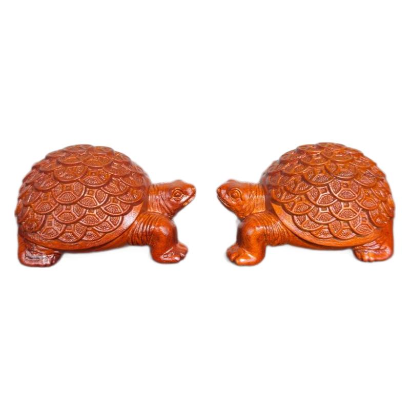 Ebony Turtle Wood Carving: Solid Wood Ornament for Home, Office, or Desktop Decoration