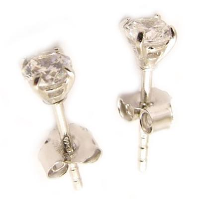 [L5021] - White 'Essentiel' Silver Earrings 4 Mm