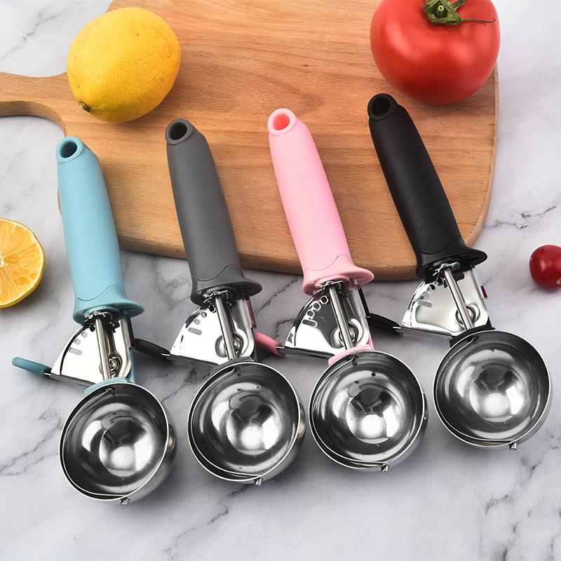 Szwatch Gray Stainless Steel Ice Cream Spoon Creative Ball Digger Ice Cream Scoop Fruit Ball Digger