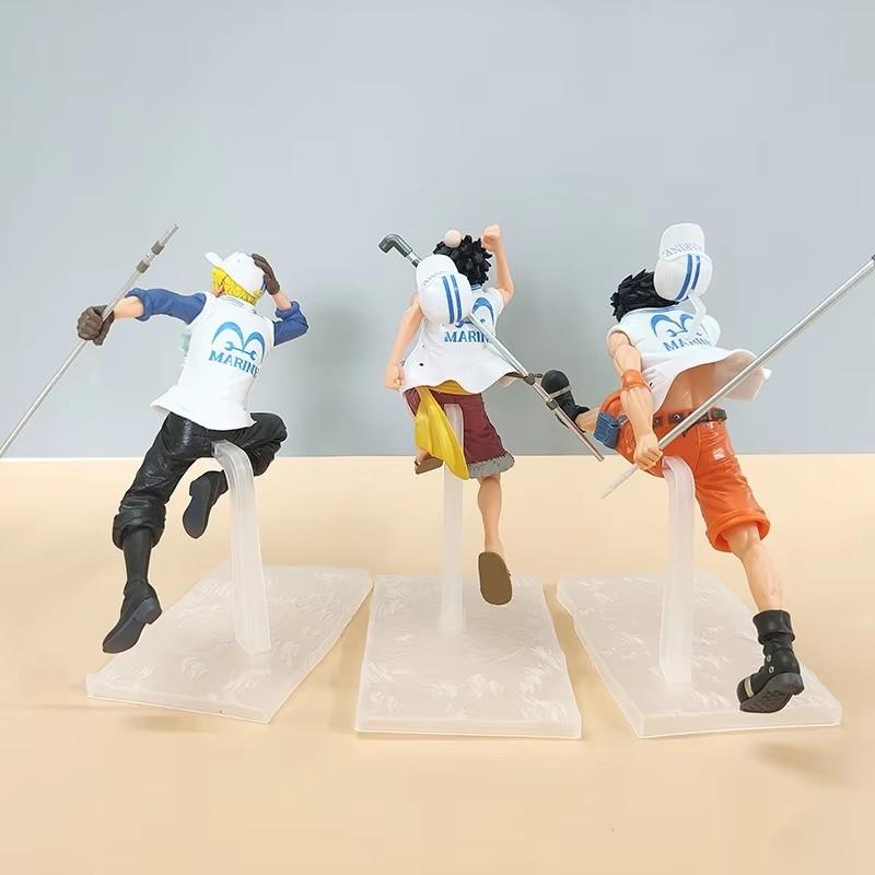 17cm Anime One Piece Figure Luffy Ace Sabo Three Brothers Running Posture Statue Model PVC Desktop Action Figure Toy Gifts