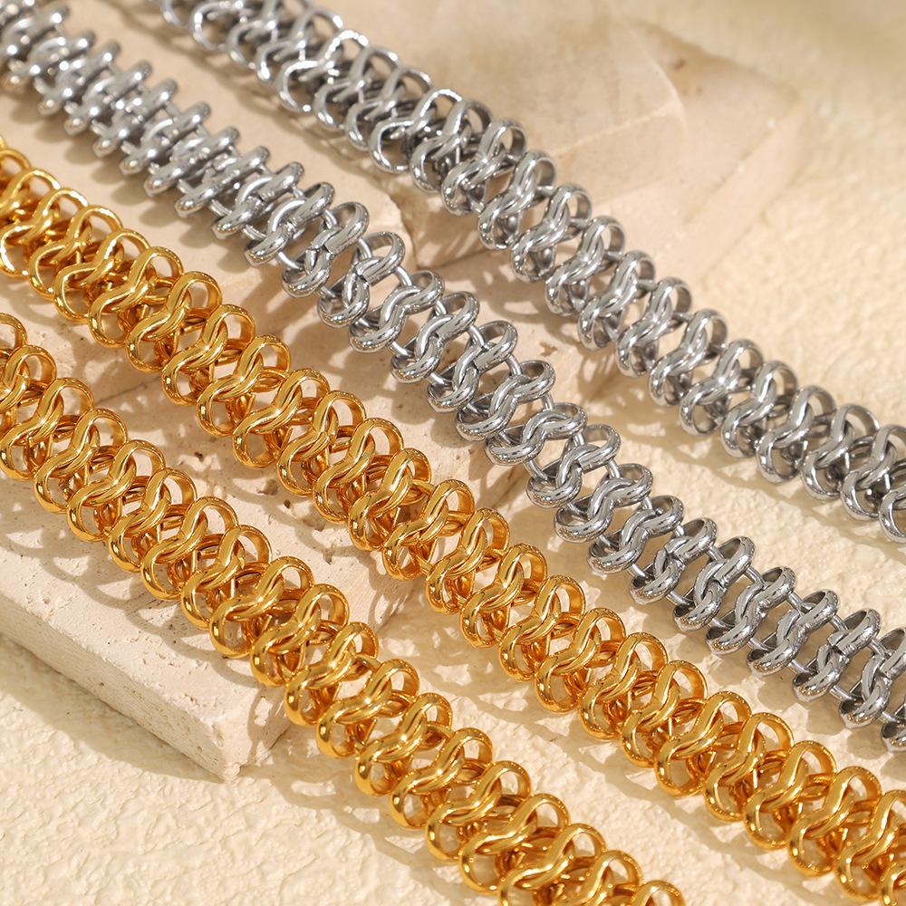 Year Exaggerated Thick Bracelet Necklace Set Couple Gift Hollow Chain Design Jewelry