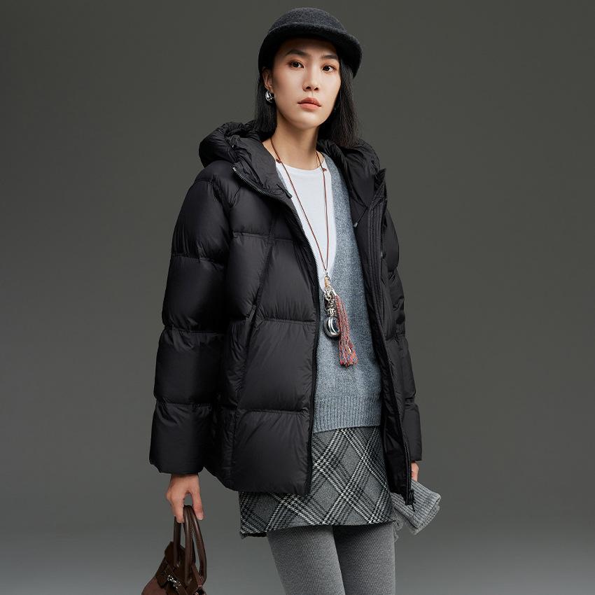 Thirsty Puffs Light Duck Down Jacket Women's Medium and Long High-end Hooded Loose Warm Jacket Winter New