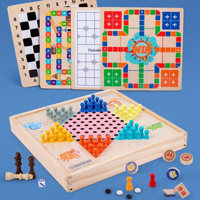 Brangdy Pine Wood 2-in-1 Multi-Game Set