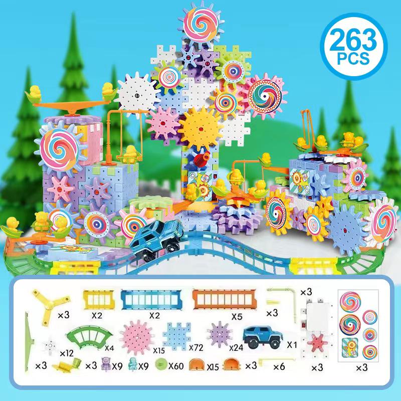 Children's Electric Gear Building Blocks: Educational Track Puzzle Toy for Boys and Girls