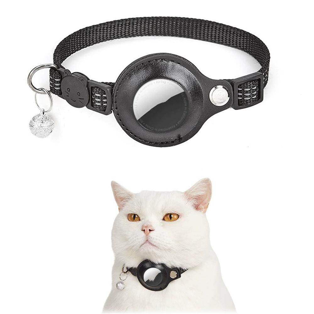 

For AirTag Anti Lost Tracker PU Leather Protective Case Reflective Pet Collar with ID Tag F