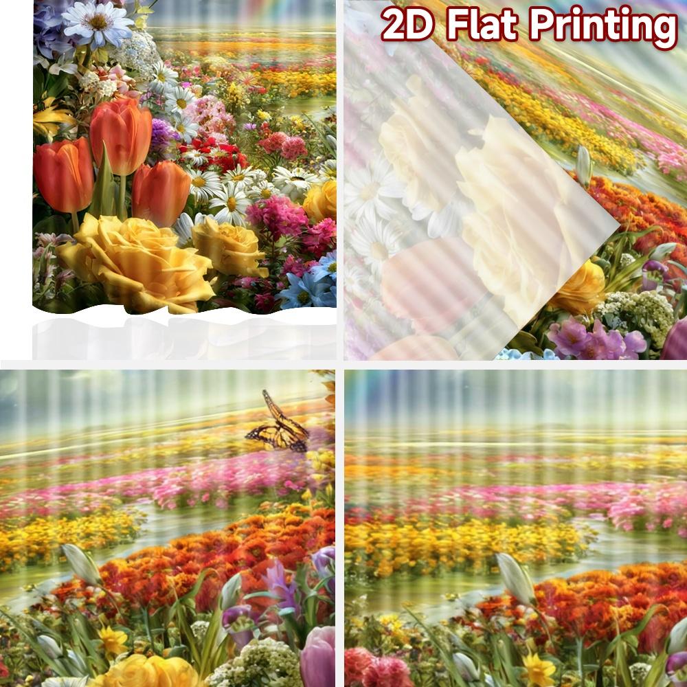 2D flat printing 2pcs Curtain Party Curtains Spring Rainbow Fields Digital Printed Polyester Drapes Family Party Decoration Use