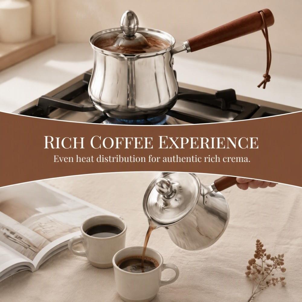 Stainless Steel Turkish Coffee Pot 250/350/550/720ml Milk Pitcher Butter Warmer  Brewing Tea