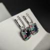 Silver Earrings with Natural Sapphire 4.05ct, Emerald, Ruby (2182399)