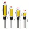 4Pcs 1/4 Shank Template Trim Hinge Mortising Router Bit Straight End Mill Trimmer Cleaning Flush Tenon Cutter ForWoodworking