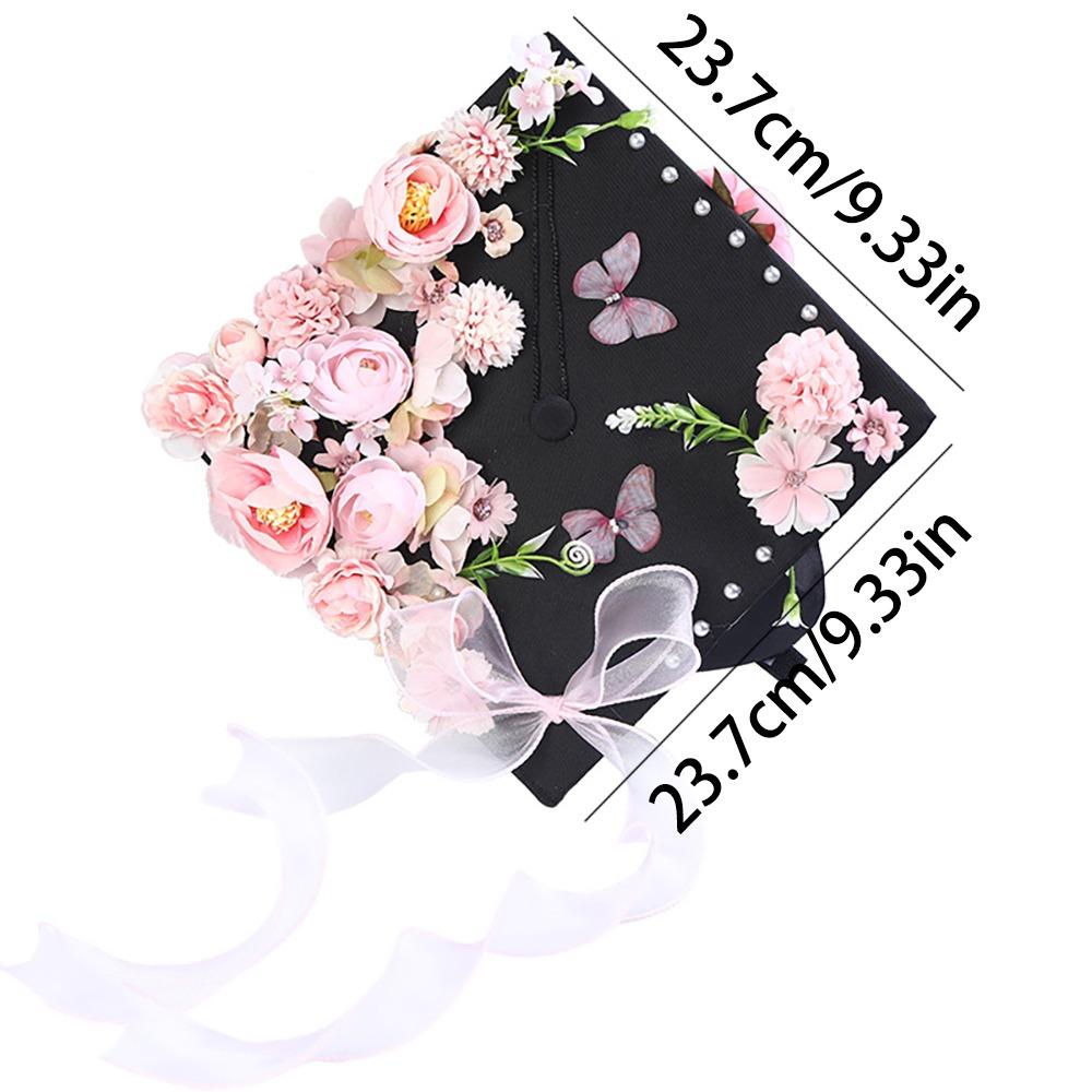 Doctor DIY Flowers Graduation Cap Master Adjustable Trencher Cap Material Package Charm Ornament Fringe Mortar Board