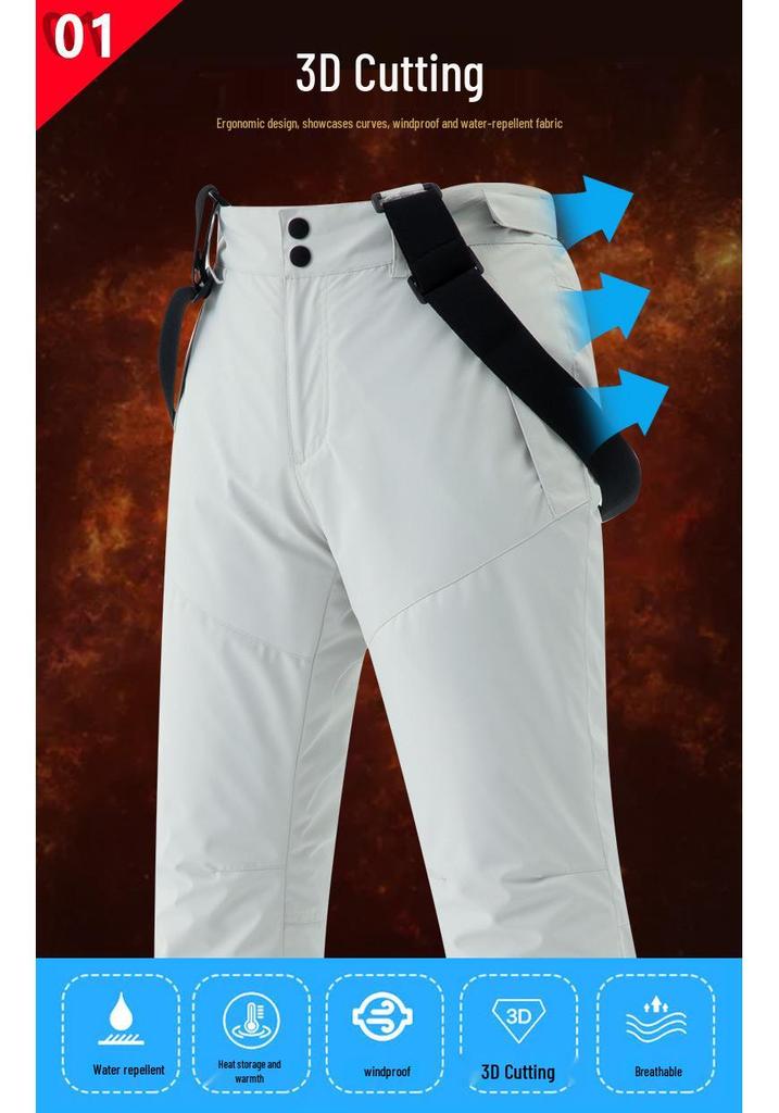Unisex Winter Ski Pants: Warm, Thick, Windproof, Waterproof for Alpine Skiing & Snowboarding
