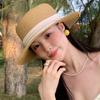 Flat Brim Straw Woven Hat Wide Brim Women's Sun Hat Fashion Sunscreen Bucket Hat  Hiking