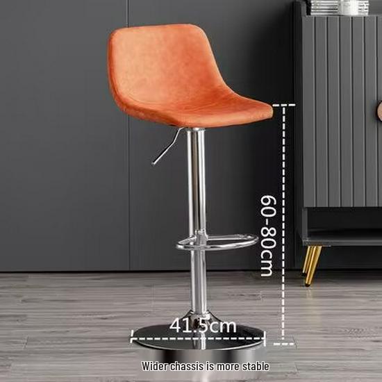 Modern Minimalist Luxury Swivel Bar Stool with Backrest and High Wrought Iron Legs