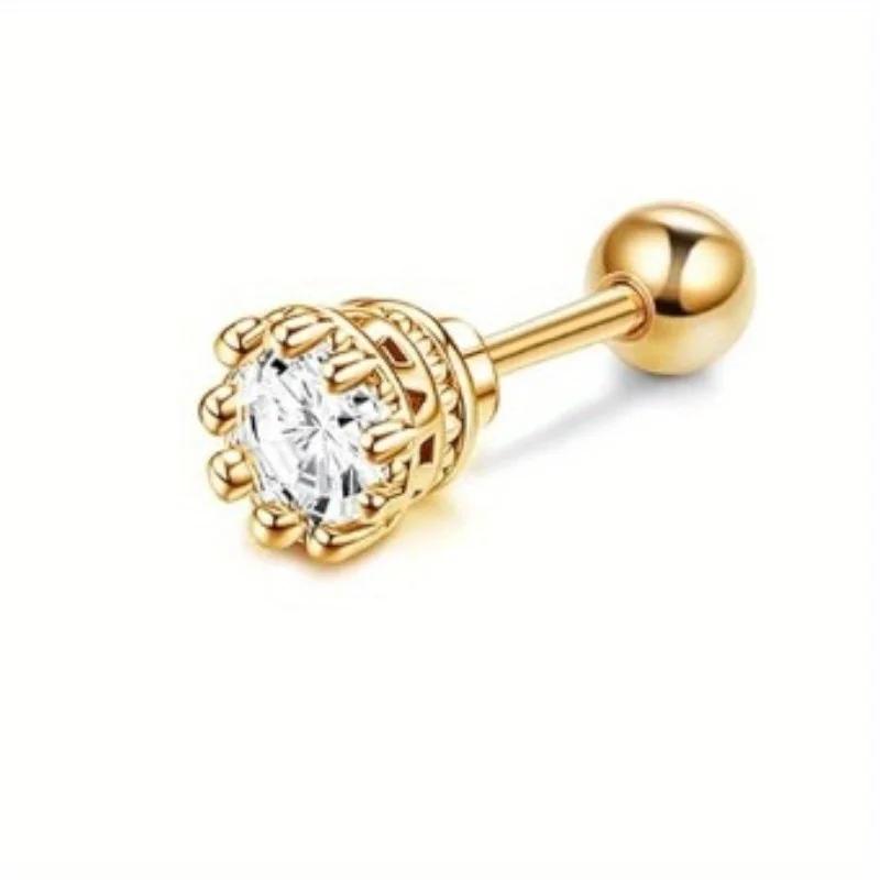 Bobisty 1PC 316L Stainless Steel Earrings Studs Stylish Opal Flower CZ Cartilage Earrings Hypoallergenic Studs for Men Women