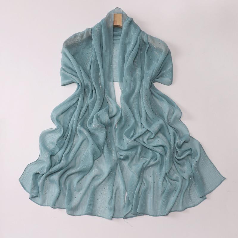 Fashion Crinkled Shimmering Star Rhinestone Long Scarf For Women