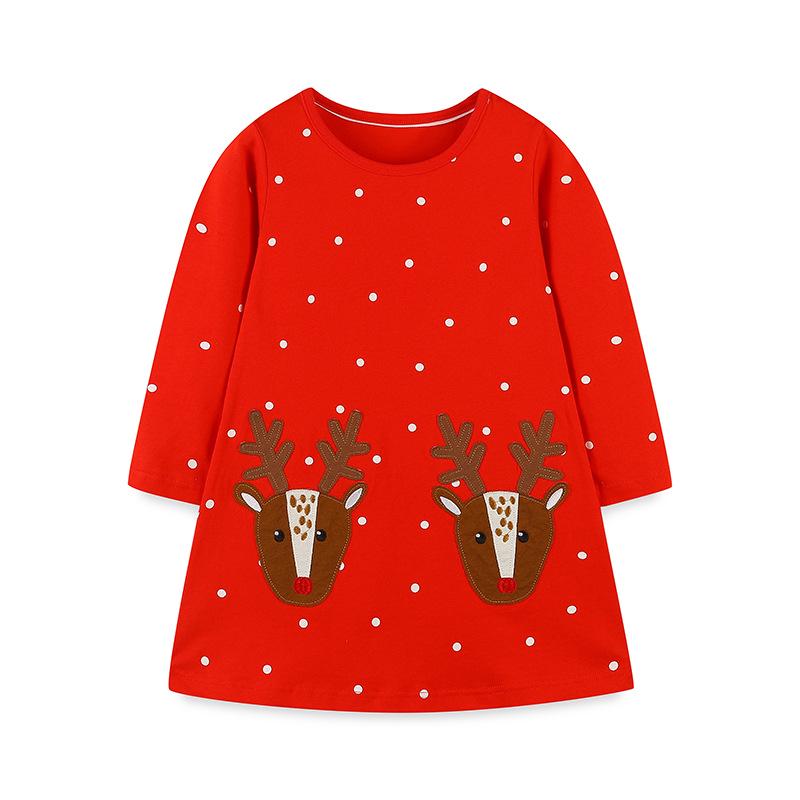 European & American Style Autumn Embroidered Princess Dress: Cartoon Polka Dot Christmas Dress for Girls