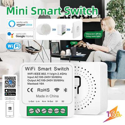 EWeLink Mini 16A 2way Control Wifi Smart Switch Module On Off Breaker 2.4G6 Wireless Remote Voice Control Timer Alexa Google