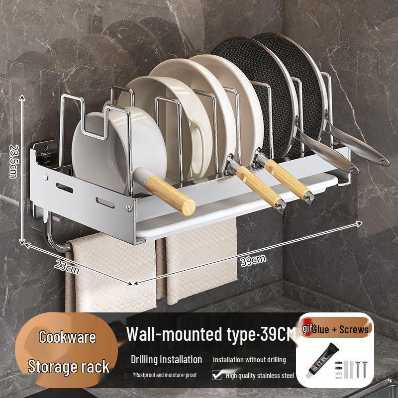 Extendable Stainless Steel Cookware Storage Rack for Kitchen Shelves and Under Sink Cabinets