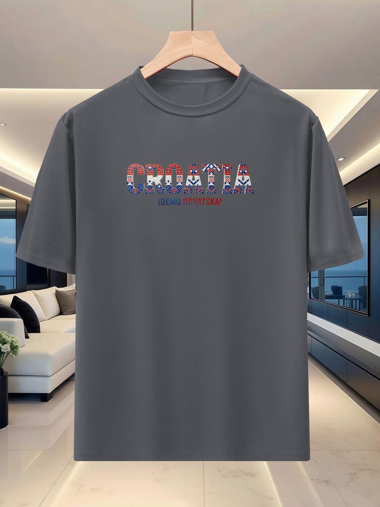 Unisexs Summer Roundneck Shortsleeve Casual Sportswear National English Theme Series Printed Tshirt Croatia