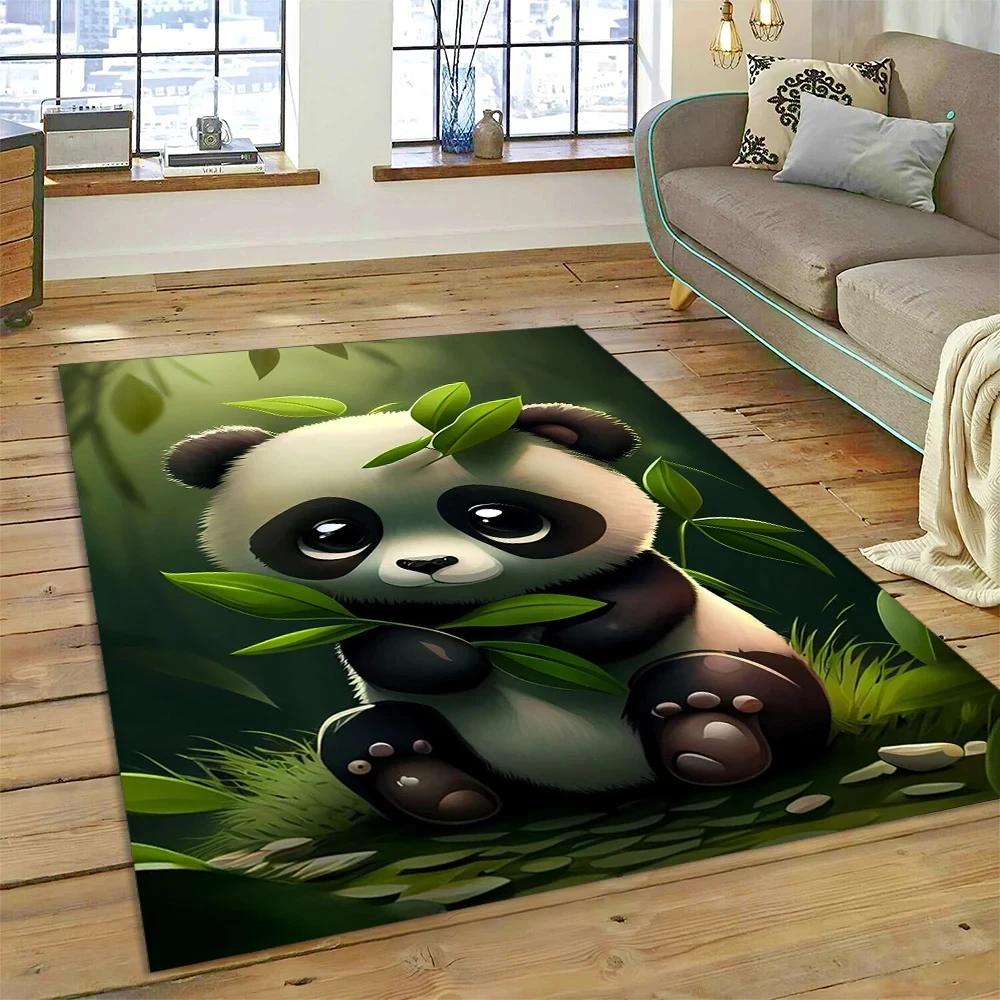 Uroczy dywan panda do sypialni, łazienki, salonu, dekoracja sofy, mata do raczkowania dla dziecka, miękki dywanik z kreskówkowym zwierzęciem, antypoślizgowa mata do zabawy