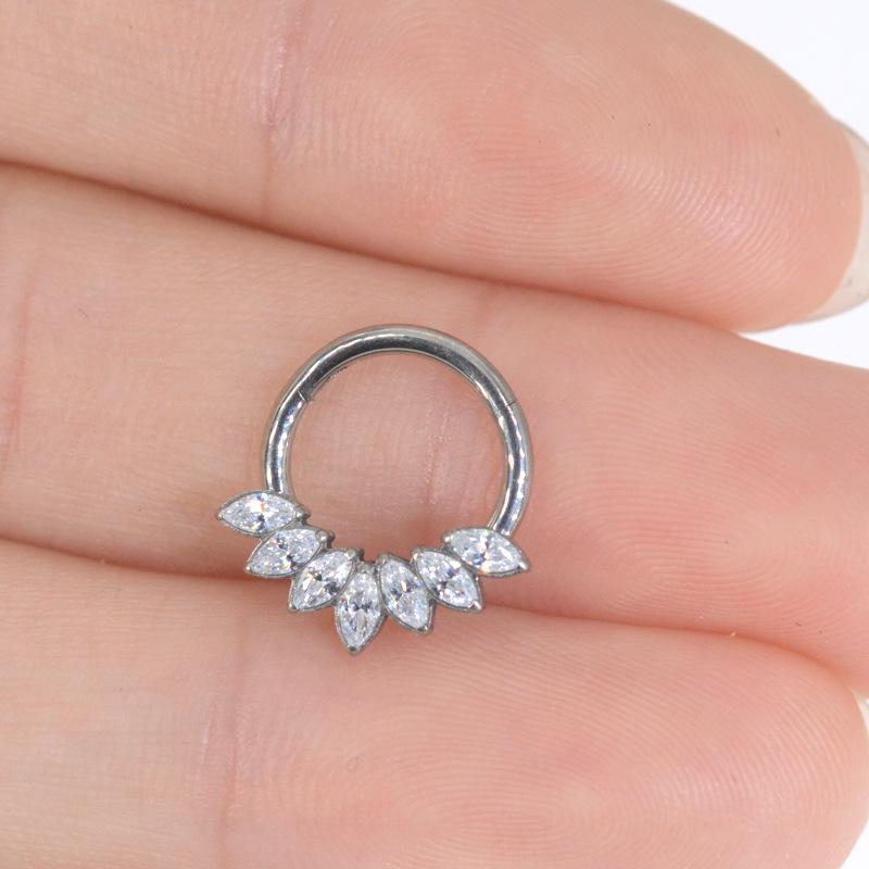 

G23/F136 Титановое циркониевое кольцо для носа и хряща 16G x 8 мм, модное пирсинг-украшение. Titanium 1.2x8mm серебряный