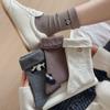 Animal Cartoon Autumn Flanged Bear Embroidery Velvet English Letter Mid-calf Women's Socks Pure Cotton Simple Pile Long Socks